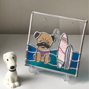 グラスアート壁掛け犬