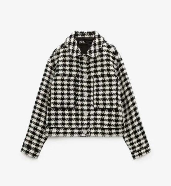 ZARA ビジューボタンハウンドトゥース ジャケット XS 品番2728/103 ザラ