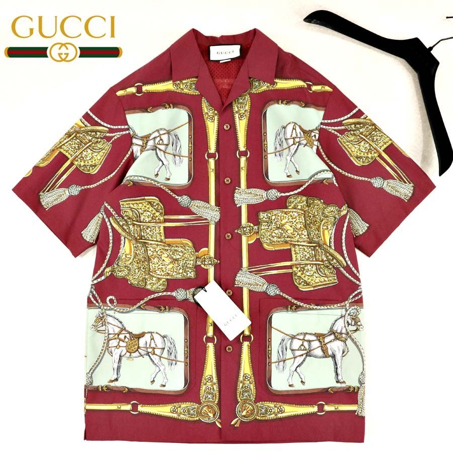 グッチgucci新品タグ付ドレスシャツ38アレッサンドロ・ミケーレ茶激