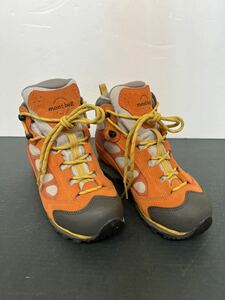 中古(一度のみ着用) mont-bell モンベル 登山靴 シューズ 23cm オレンジ トレッキングシューズ アウトドア キャンプ ハイキング used