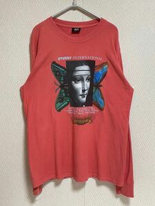 [ old clothes ]STUSSY long sleeve T shirt Stussy *metamorphosis ~ M insect . butterfly metamorphosis butterfly western painting Kafka 