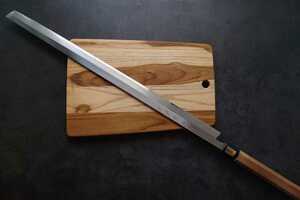 伝統工芸品 マグロ切包丁 鮪切 和包丁 堺兼近作 白二鋼 二尺三寸 Japanese Knife Tuna Knife Maguro knife Shirogami II