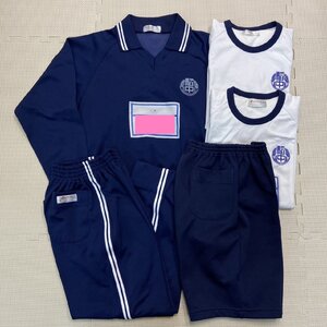 (A)YJ010 (中古) 愛知県 稲沢中学校 ジャージ 上下 5点セット /指定品/L/ゼッケン付き/長袖/半袖/長ズボン/ハーフパンツ/体操着/女子生徒