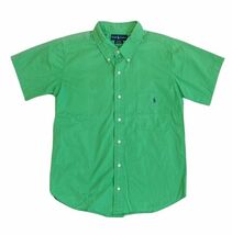 90's ラルフローレン Polo Ralph Lauren レアカラー ケリーグリーン BLAKEをリサイズ コットンシャツ 半袖 ボタンダウン [ta-0474]_画像1