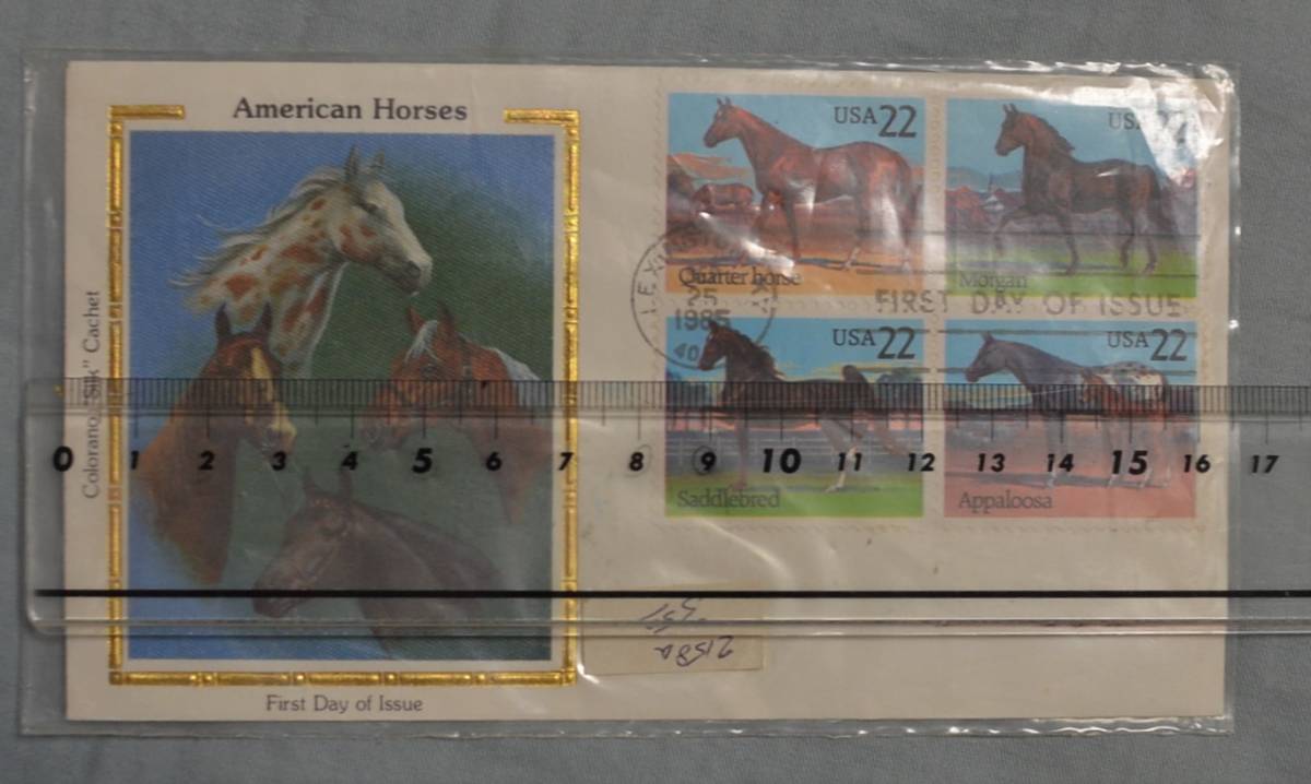 1985 american horses First Day of lssue 切手　珍しい　アメリカ　クラシック ファースト デイ カバー_サムネイル画像4