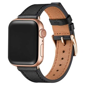 [新品][送料込] BesBand コンパチブル 42 mm 44 mm 黒/ローズゴールド apple watch / アップルウォッチ バンド 本革