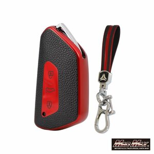  Volkswagen exclusive use leather style TYPE G 3 button type TPU soft smart key case red /GOLF8 variant foreign automobile [ mail service postage 200 jpy ]