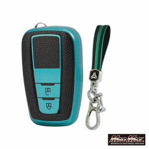  Toyota exclusive use leather style TYPE B 2 button type TPU soft smart key case green / Prius Crown C-HR RAV4 Camry [ mail service postage 200 jpy ]