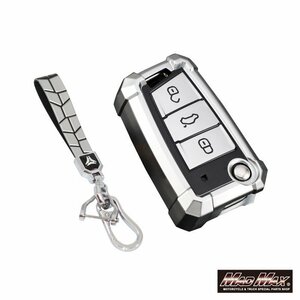  Volkswagen exclusive use Robot case TYPE B 3 button type TPU soft smart key case silver / Touareg POLO[ mail service postage 200 jpy ]