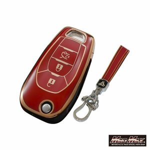  Chevrolet exclusive use Gold line TYPE C 3 button type TPU soft smart key case red / cruise malibu CHEVROLET[ mail service postage 200 jpy ]