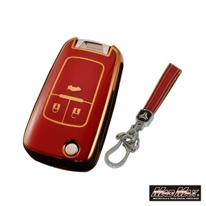  Chevrolet exclusive use Gold line TYPE D 3 button type TPU soft smart key case red / cruise malibu CHEVROLET[ mail service postage 200 jpy ]