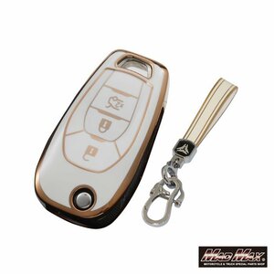  Chevrolet exclusive use Gold line TYPE C 3 button type TPU soft smart key case white / cruise malibu CHEVROLET[ mail service postage 200 jpy ]