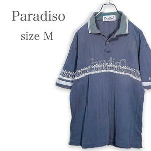 M1048* редкий Paradiso Paradiso популярный б/у одежда Vintage Golf casual принт рубашка-поло с коротким рукавом темно-синий серия M