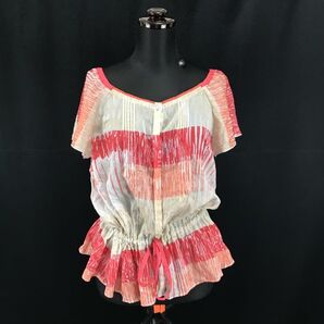 日本製★GALLARDA GALANTE★半袖/シフォン/ボタンチュニック【1/レディースS/赤系/レッド系】透け感/ガリャルダガランテ◆BG754