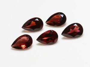 美色 きれいなガーネット大きさ約9x6mmペアシェイプ 5ケで重さ約7.58ct 特別価格