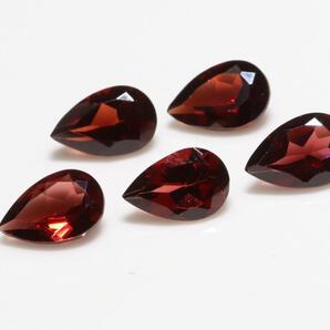 美色 きれいなガーネット大きさ約9x6mmペアシェイプ 5ケで重さ約7.58ct 特別価格