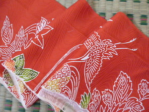 【usagi】　和古布　正絹　半巾はぎれ　鳥と花　17 cm×138cm　つるし雛 　パッチワーク　手芸