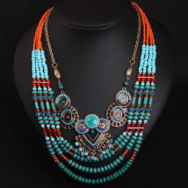 复古手工串珠民族项链波西米亚水晶女式配饰珠宝, 男士配饰, 项链, 其他的