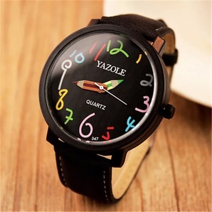 腕時計 時計 クォーツ レディース メンズ 色鉛筆 シリコン ベルト ファッション小物 バックル ラウンド 丸 シンプル カジュアル　ブラック