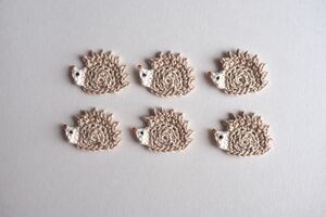 ○ハリネズミモチーフ○ ハンドメイド レース編み かぎ針編み モチーフ編み ワンポイント ワッペン