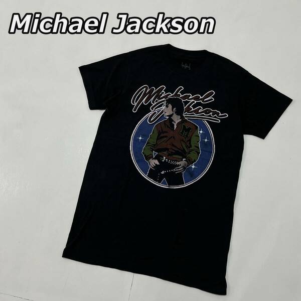 【Michael Jackson】マイケルジャクソン 2018年 公式 オフィシャル プリント クルーネック 半袖 Tシャツ 黒 ブラック
