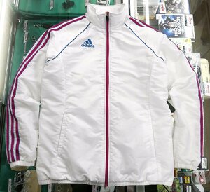 adidas CLIMAPROOF レディース 中綿ウインドブレーカー Z05759 ホワイト/ピンク/ブルー Mサイズ トリコット起毛裏地 ジャケット アディダス