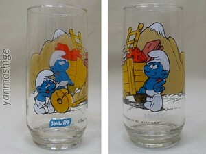 82 year made Heftyhefti Smurf Vintage tumbler glass Smurf Hardee's Hardy -z