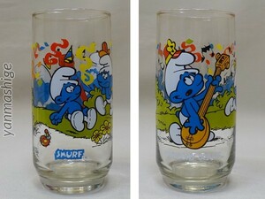 83 год производства Harmony - - moni - Smurf Vintage высокий стеклянный стакан Smurf Hardee's Hardy -z
