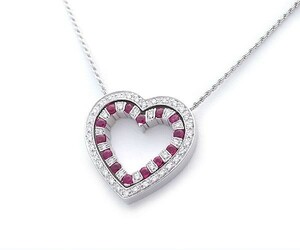 [ green shop pawnshop ] Damiani bell Epo k Heart necklace ruby * diamond Ref.20017109 regular price 88 ten thousand jpy [ used ]