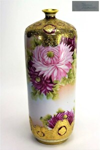 【美品】　オールドノリタケ Noritake 花瓶　金彩　ダリア　大型　26cm