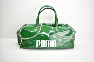 PUMA ビンテージ エナメル ボストンバッグ グリーン×ホワイト [プーマ][緑×白][スポーツバッグ][当時物]