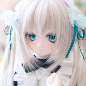 【わにわ】DDH-01 カスタムヘッド セミホワイト肌+おまけ(アイ・ヘッドドレス/ライトブルー)