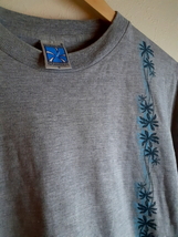 グレー ブルーヤシの木 半袖 コットン Tシャツ Sサイズ_画像4