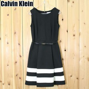 [PT07492] カルバンクライン ワンピース ひざ丈 ノースリーブ ブラック系 4 Calvin Klein