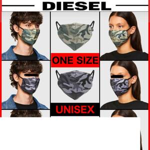 DIESEL diesel unisex man and woman use FACEMASK-CMF-A SCARF face mask mask 2 pieces set A03204 0DEAV camouflage pattern green black 