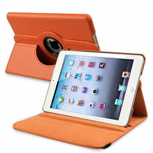 iPad mini/mini2/mini3 オレンジ レザーケース 360度回転機能,スタンド機能 , 自動スリープ機能付