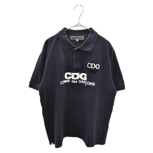 グッドデザインショップ コムデギャルソン CGD ロゴワッペン付 ポロシャツ IO-T003 半袖シャツ ネイビー
