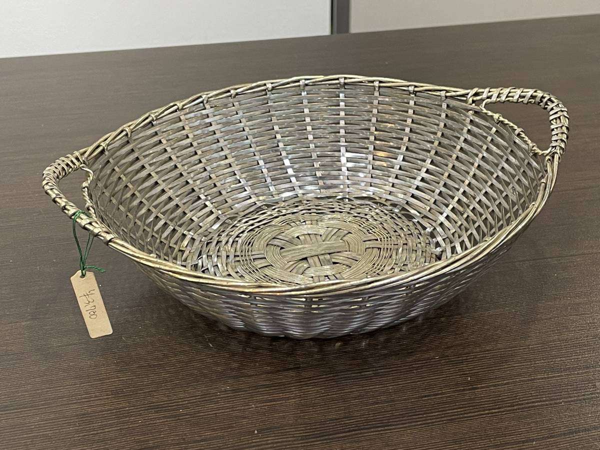 ★[Rare handmade item] Woven metal basket (metal mesh basket/fruit basket with handle)★, furniture, interior, Interior accessories, basket, Basket