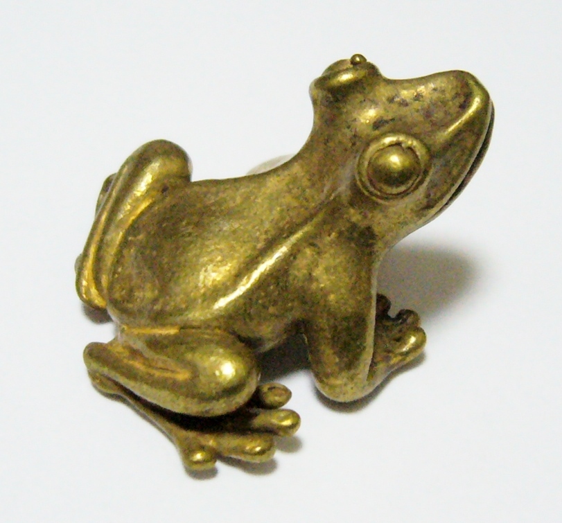 時代品 銅製 ブロンズ 蛙 カエル 噴水 置物 庭園 縁起物 オブジェ