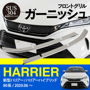 フロントグリルガーニッシュ トヨタ 新型ハリアー/ハリアーハイブリッド 80系 2020.6(R2.6)～ 高品質ステンレス製(送料無料)