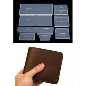二つ折り 財布 透明　アクリル型 レザークラフト 型紙