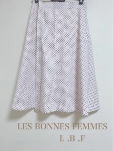 【LES BONNES FEMMES LBF】ラップスカート　巻きスカート　ドット　ストライプ　ミディ丈　F