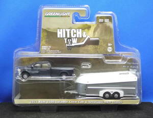 1/64 グリーンライト 2021 Ram 3500 Laramie Crew Cab in Maximum Steel Metallic Clear with Aerovault MKII Trailer ラム トレーラー ●