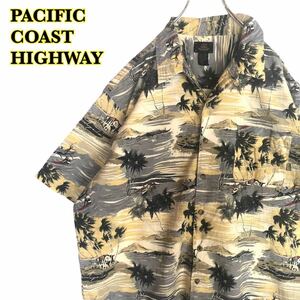 PACIFIC COAST HIGHWAY アロハシャツ　半袖シャツ 総柄　メンズ　XLサイズ 【AY0634】