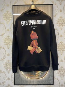 最高峰EU製&定価3万◆UABONI*Paris*ユアボニ*トップス*フランス◆コットン 軽量 クルーネック ブラック スウェット トレーナー L/48