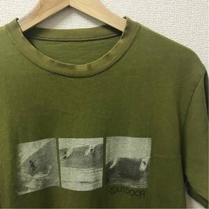 OUTDOOR サーフ Tシャツ made in japan アウトドア サーフィン 波 スケート 日本製 カーキ