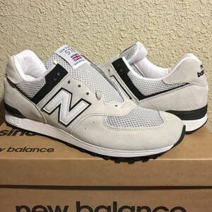 直営店限定 UK製 NEW BALANCE M576PGW ライトグレー×ホワイト×ブラック US10.5 28.5cm スエード イギリス英国製 NB 白 スニーカー