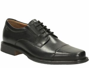 CLARKS 26.5cm レースアップ ブラック レザー ビジネス ストレートチップ キャップ トゥ ローファー スリッポン 黒 フォーマル ブーツ 827