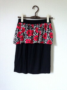  regular price 12600 jpy tei Dream ne-shon*.... floral print pe plum skirt black S