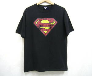 SUPERMAN■スーパーマン プリント 半袖 Tシャツ メンズ サイズLL ブラック